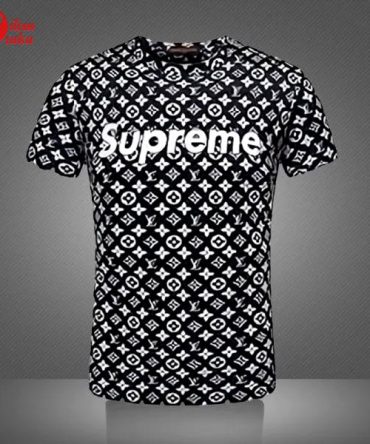 Louis Vuitton Supreme White Black Premium T-Shirt Luxury Brand Outfit For Men Women