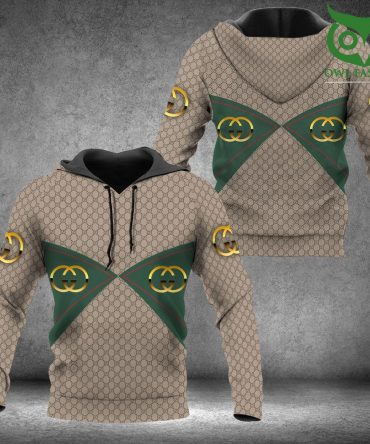 Gucci Beige With Two Green Paths 3D Bomber Jacket
