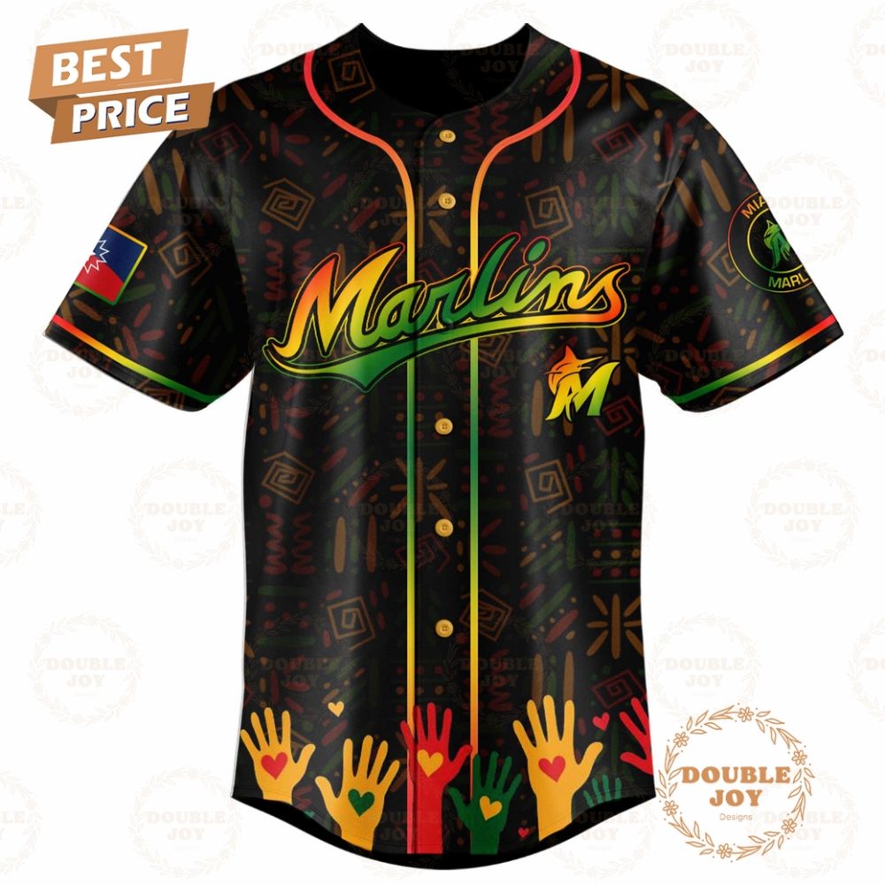 Miami Marlins Happy Juneteenth They Not Like Us Limited Edition Baseball Jersey - Image 2
