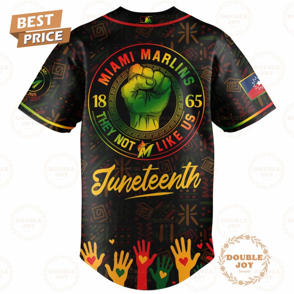 Miami Marlins Happy Juneteenth They Not Like Us Limited Edition Baseball Jersey - Image 3