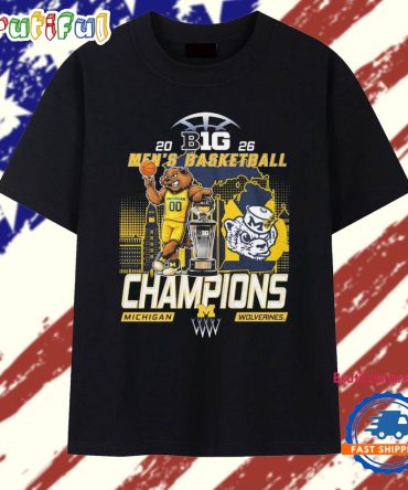 Michigan Wolverines 2026 Big Ten Men’S Basketball Season Champions Mascot Trophy T Shirt