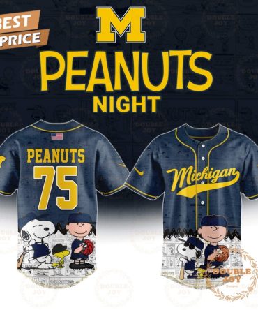 Michigan Wolverines Ncaa Peanuts Night 75Th Anniversary Baseball Jersey