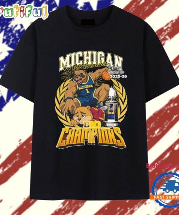Michigan Wolverines Regular Season Co 2025-26 Big Ten Champions Mascot Trophy T Shirt