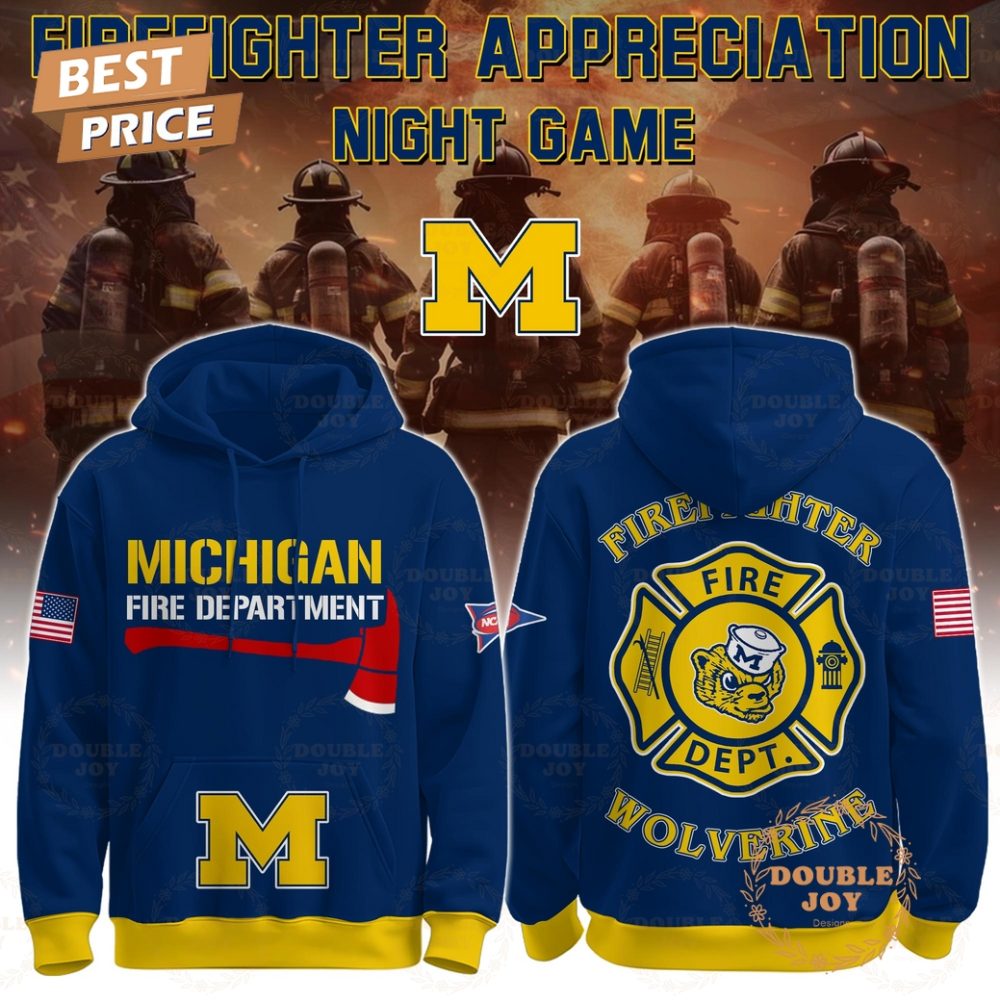 Michigan Wolverines X Firefighter Appreciation Night Game 2025 Hoodie