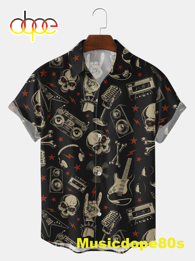 Music And Skull Print Shirts &Amp; Tops