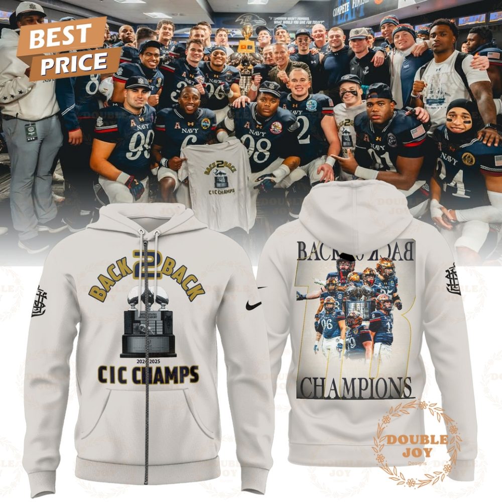 Navy Midshipmen Cic Champs Back 2 Back Hoodie - Image 2