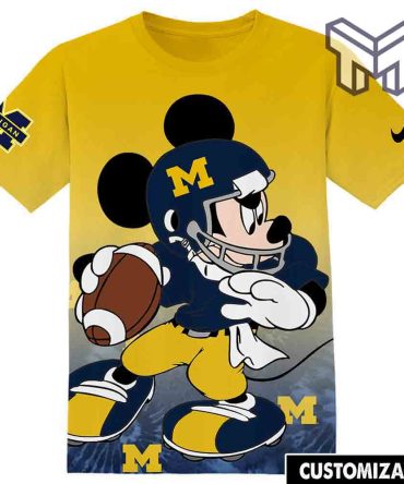 Ncaa Football Michigan Wolverines Mickey 3D T-Shirt ,All Over 3D Printed Shirts