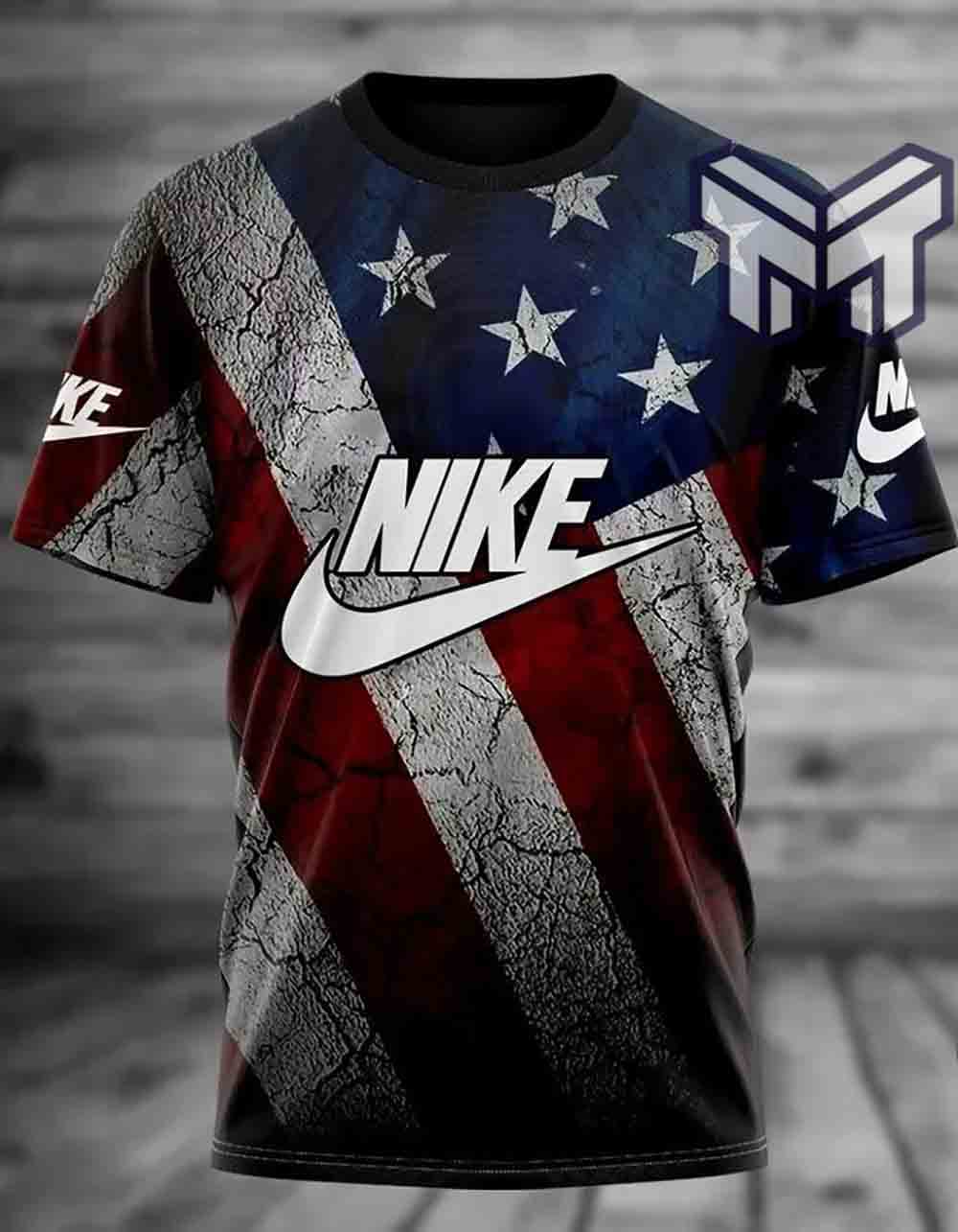 Nike T-Shirt, Nike Us Flag Pattern Luxury Brand T-Shirt Gift For Men Women - Image 2