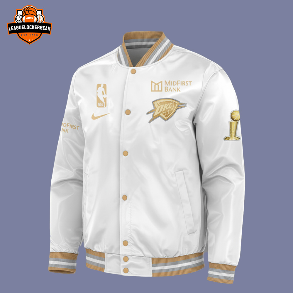 Oklahoma City Thunder 2025 Nba Champions White Bomber Jacket – Official Championship Edition - Image 2