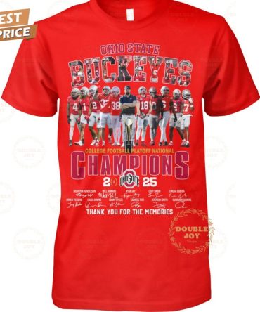 Ohio State Buckeyes Ncaa College Football Playoff National Champions 2025 Thank You For The Memories T-Shirt