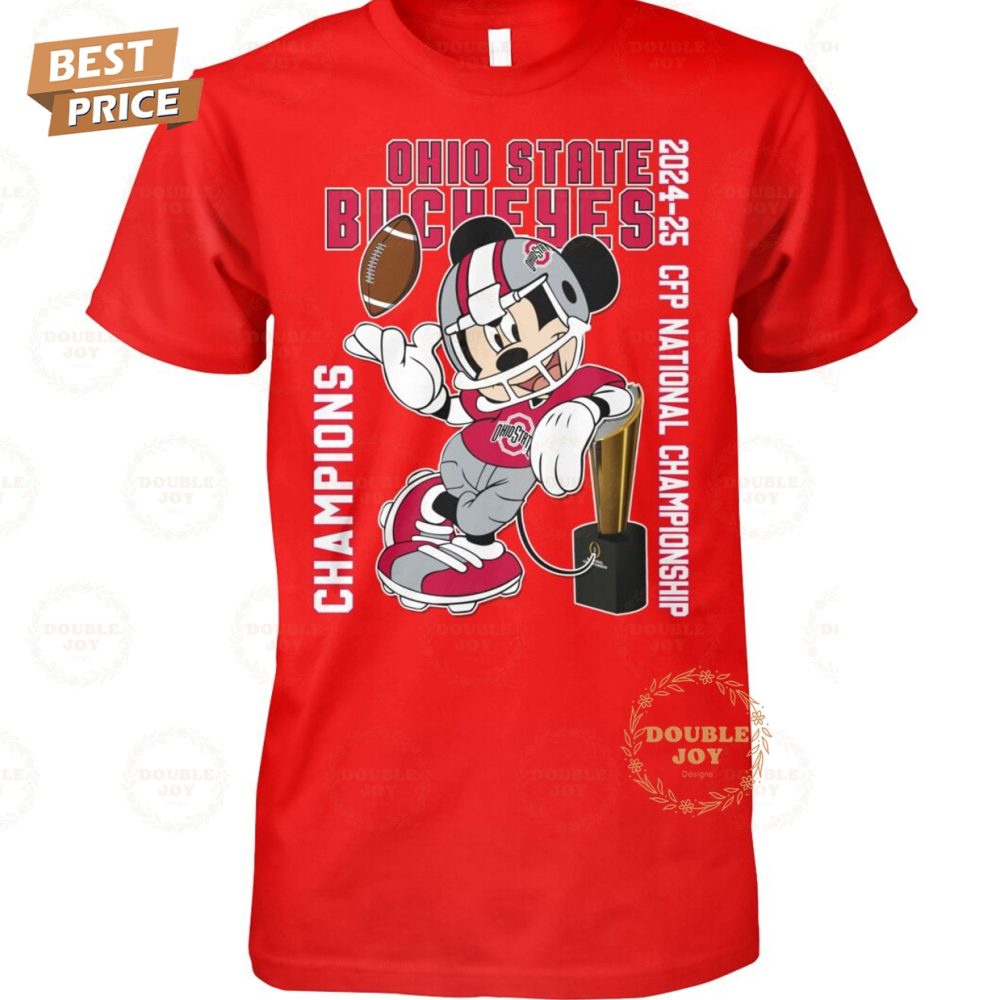 Ohio State Buckeyes Ncaa X Mickey Mouse 2024-25 Cfp National Championship T-Shirt