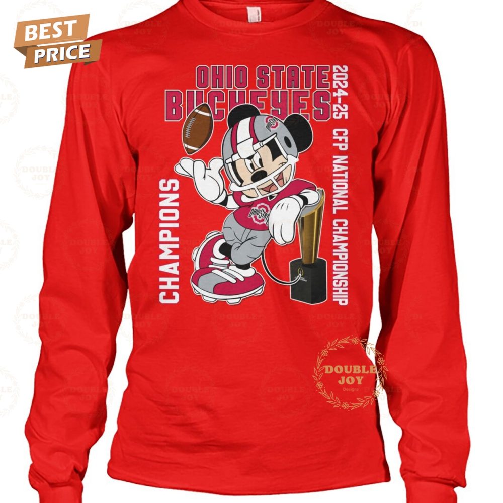 Ohio State Buckeyes Ncaa X Mickey Mouse 2024-25 Cfp National Championship T-Shirt - Image 2