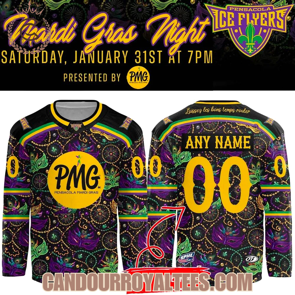 Pensacola Ice Flyers 2026 Mardi Gras Night Jersey
