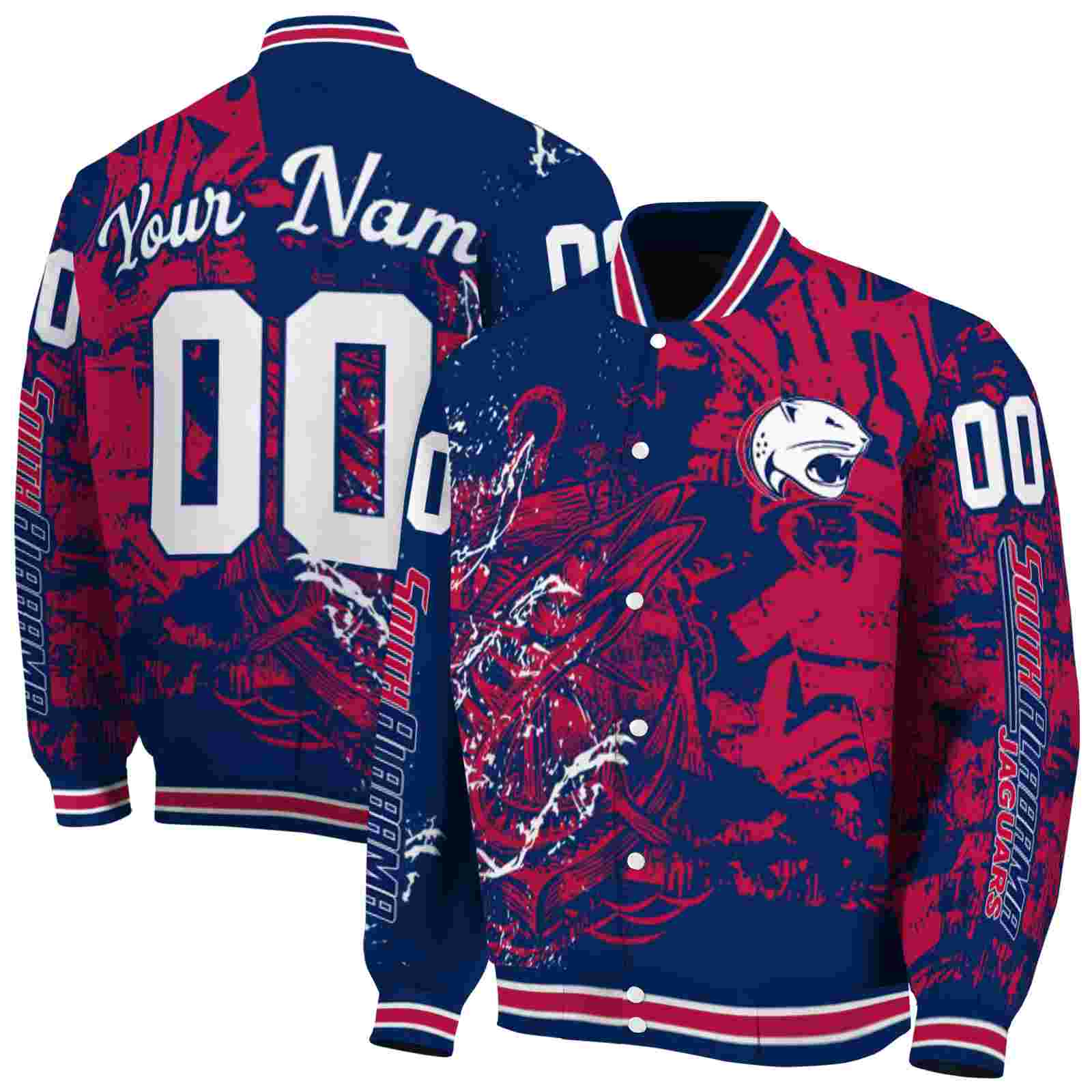Personalized South Alabama Jaguars Fishing Art Blue Jacket