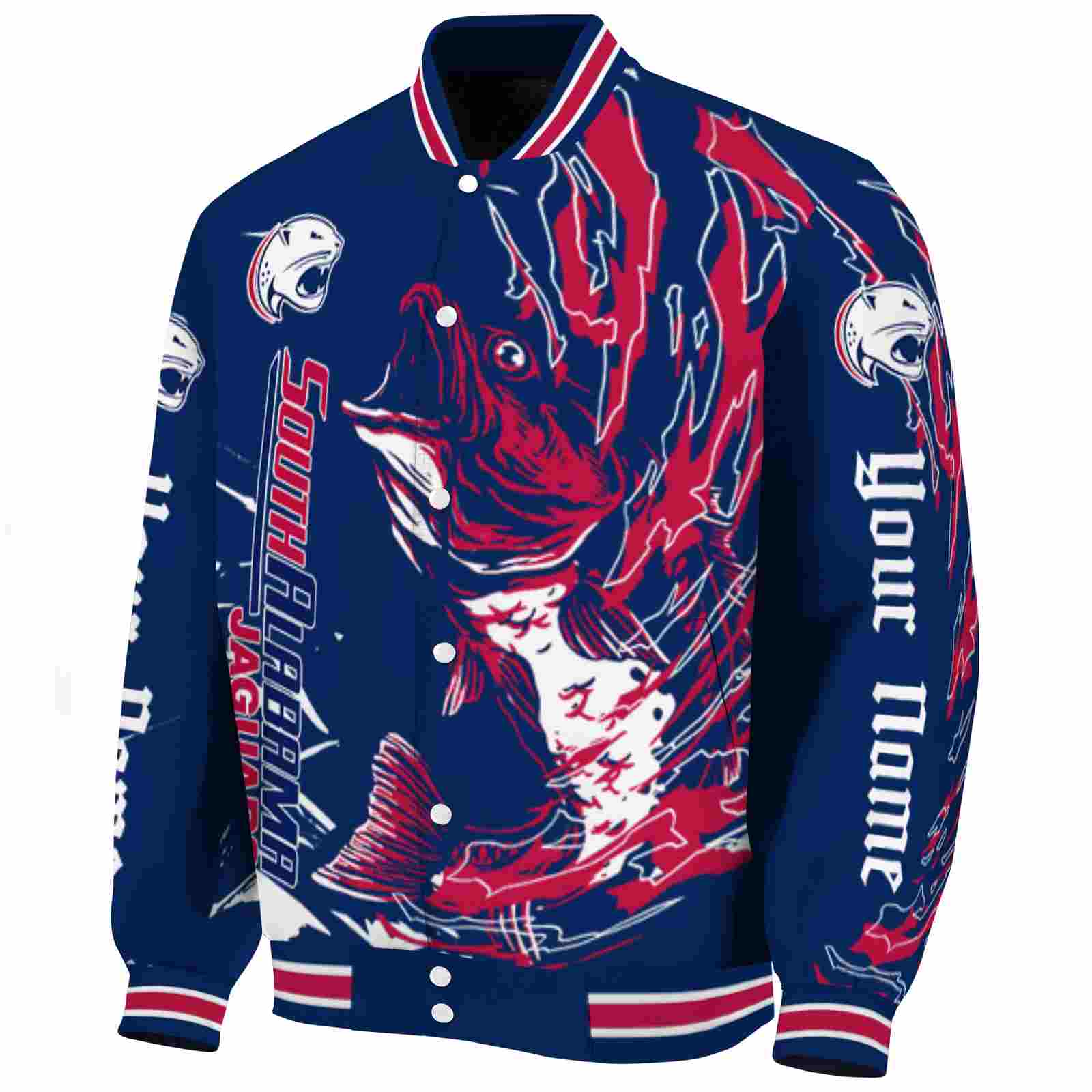 Personalized South Alabama Jaguars Fishing Passion Blue White Jacket
