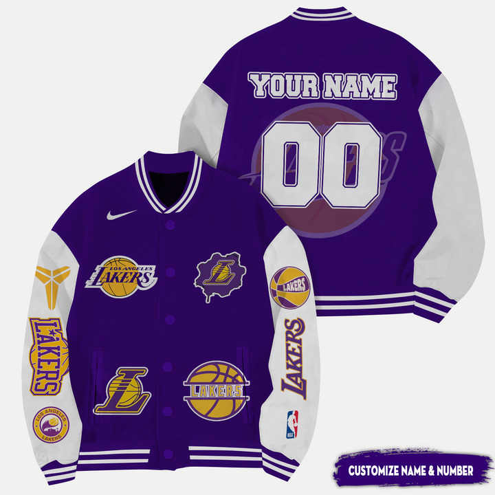 Nba Los Angeles Lakers Name Number Varsity Jacket, Baseball Jacket