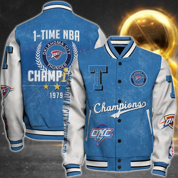 Nba Oklahoma City Thunder 1X Champions Print Varsity Jacket, Baseball Jacket