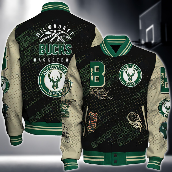 Nba Milwaukee Bucks National Basketball Association Varsity Jacket, Baseball Jacket