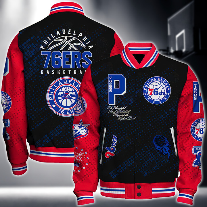 Nba Philadelphia 76Ers National Basketball Association Varsity Jacket, Baseball Jacket V1