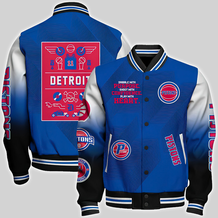 Detroit Pistons National Basketball Association Aop Varsity Jacket, Baseball Jacket
