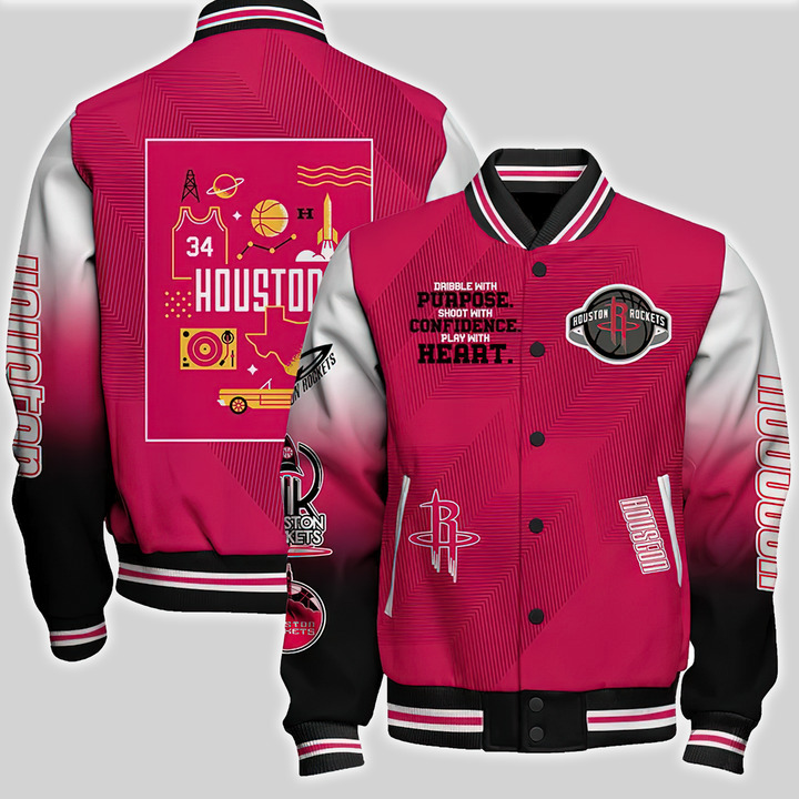 Houston Rockets National Basketball Association Aop Varsity Jacket, Baseball Jacket