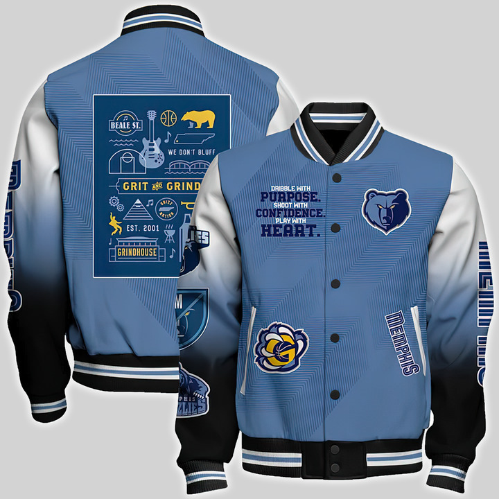 Memphis Grizzlies National Basketball Association Aop Varsity Jacket, Baseball Jacket