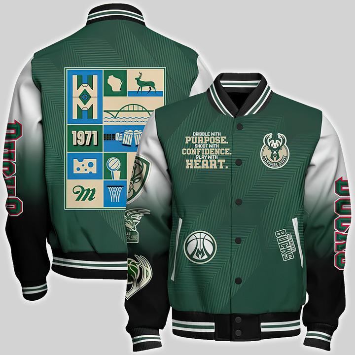 Milwaukee Bucks National Basketball Association Aop Varsity Jacket, Baseball Jacket