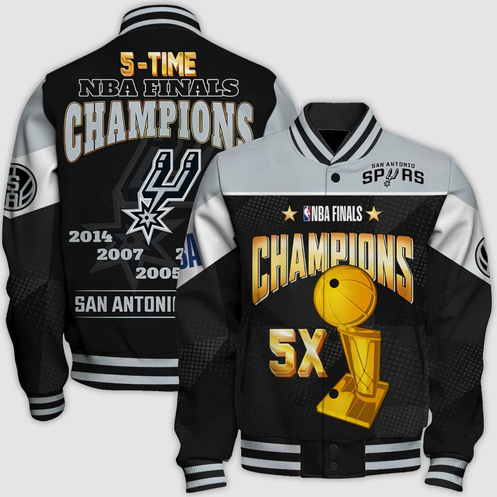 Nba San Antonio Spurs Champions Print Varsity Jacket, Baseball Jacket
