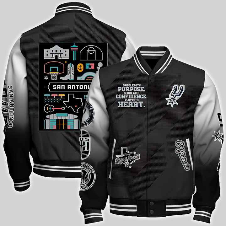 San Antonio Spurs National Basketball Association Aop Varsity Jacket, Baseball Jacket