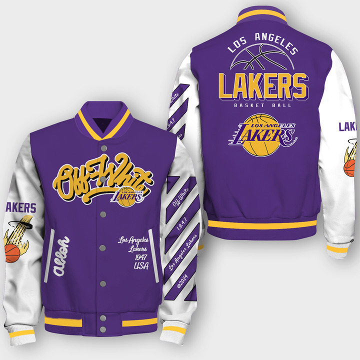 Nba Los Angeles Lakers Off White Varsity Jacket, Baseball Jacket