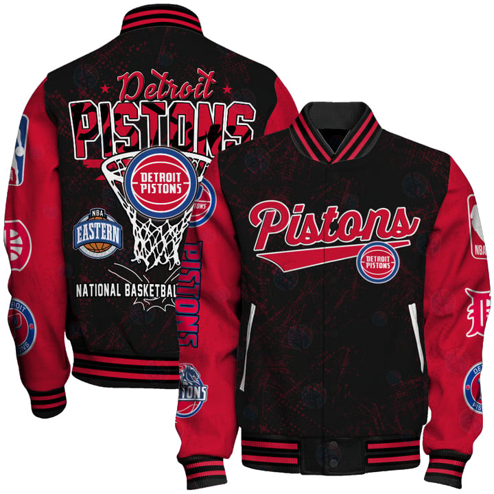 Detroit Pistons - National Basketball Association Logo Varsity Jacket, Baseball Jacket