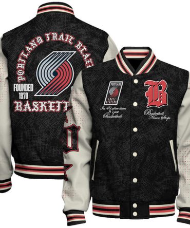 Portland Trail Blazers Nba Team Logo Sport Pattern Style Varsity Jacket, Baseball Jacket