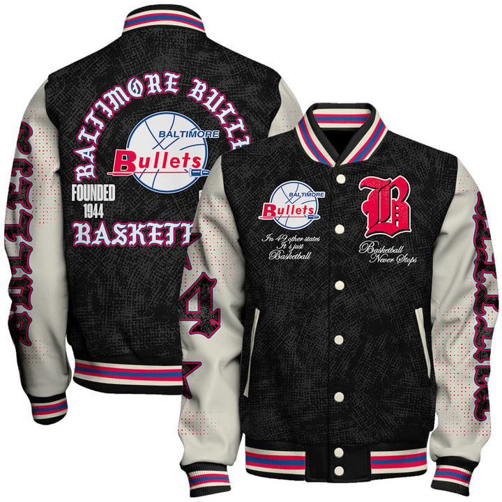Baltimore Bullets Nba Team Logo Sport Pattern Style Varsity Jacket, Baseball Jacket