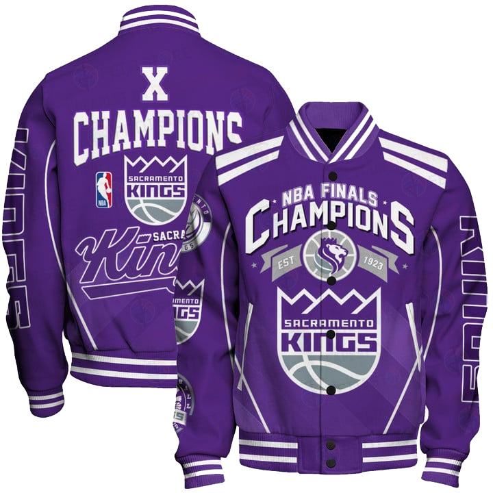 Sacramento Kings - X Champions Basketball Team Print Varsity Jacket, Baseball Jacket