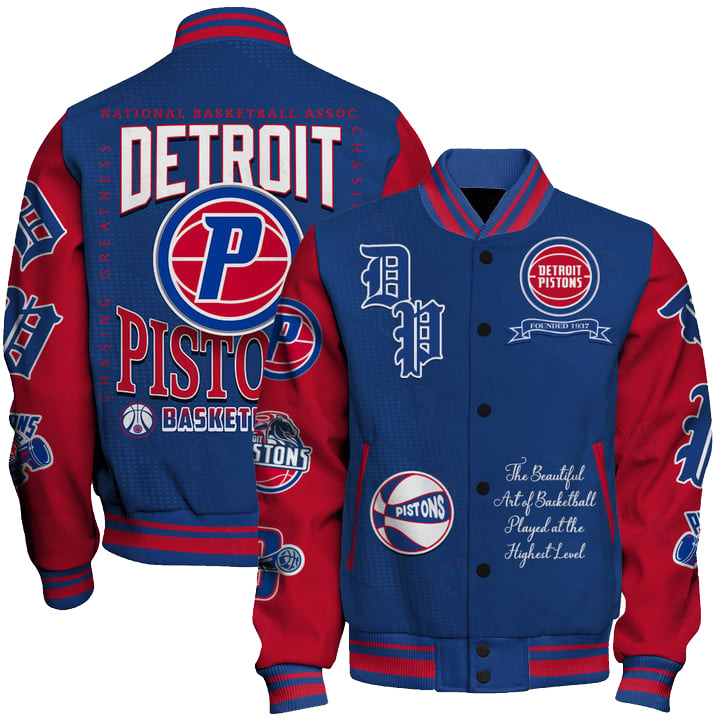 Detroit Pistons - National Basketball Association Print Varsity Jacket, Baseball Jacket