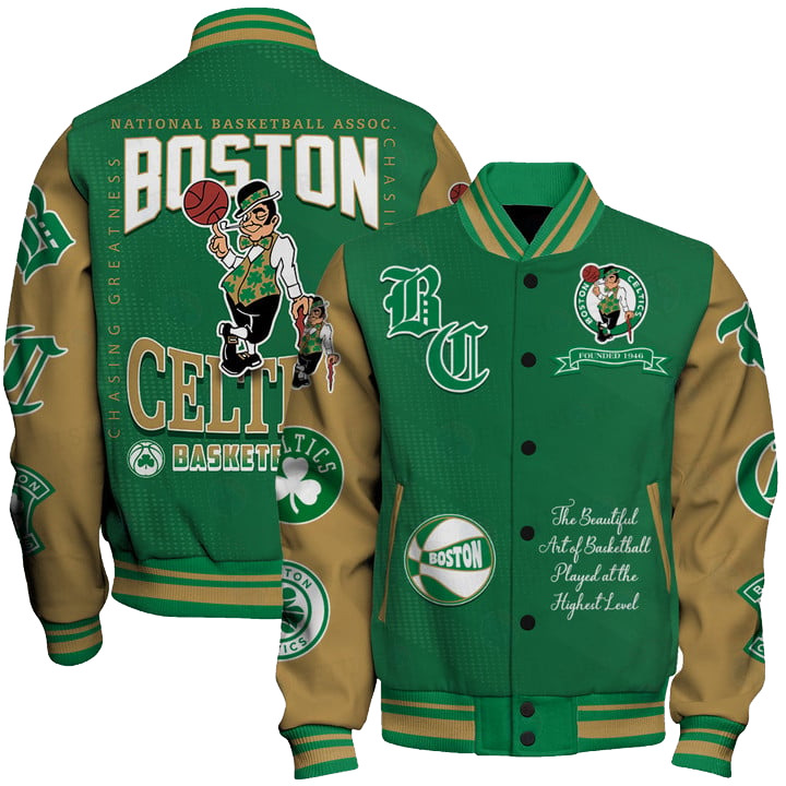 Boston Celtics - National Basketball Association Print Varsity Jacket, Baseball Jacket