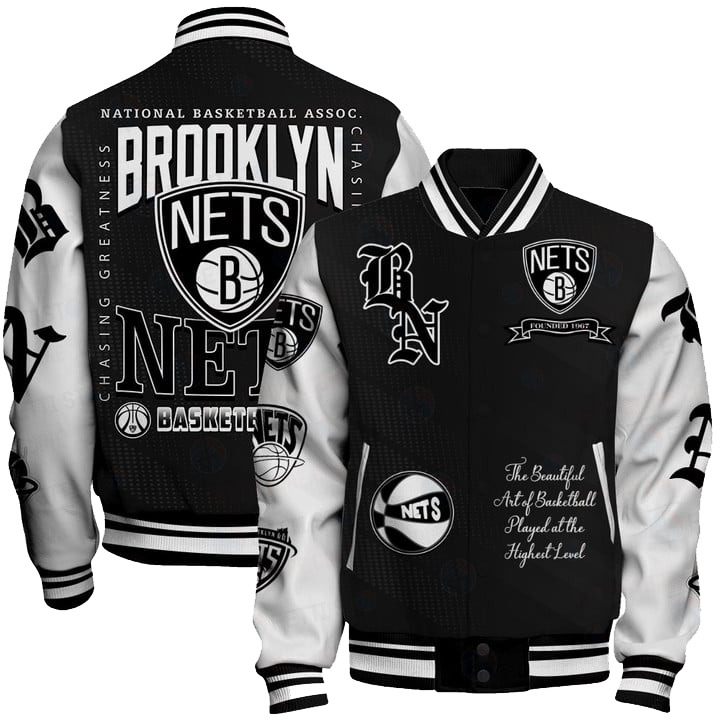 Brooklyn Nets - National Basketball Association Print Varsity Jacket, Baseball Jacket