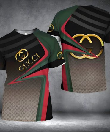 Gucci Shirt, Gucci Golden Logo Brown Green Premium Luxury Brand T-Shirt Outfit For Men Women