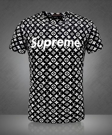 Louis Vuitton Supreme White Black Premium T-Shirt Luxury Brand Outfit For Men Women