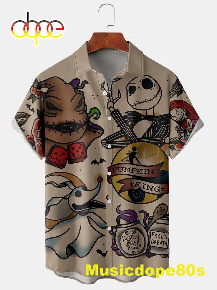 Retro Halloween Skulls And Ghosts Print Shirt