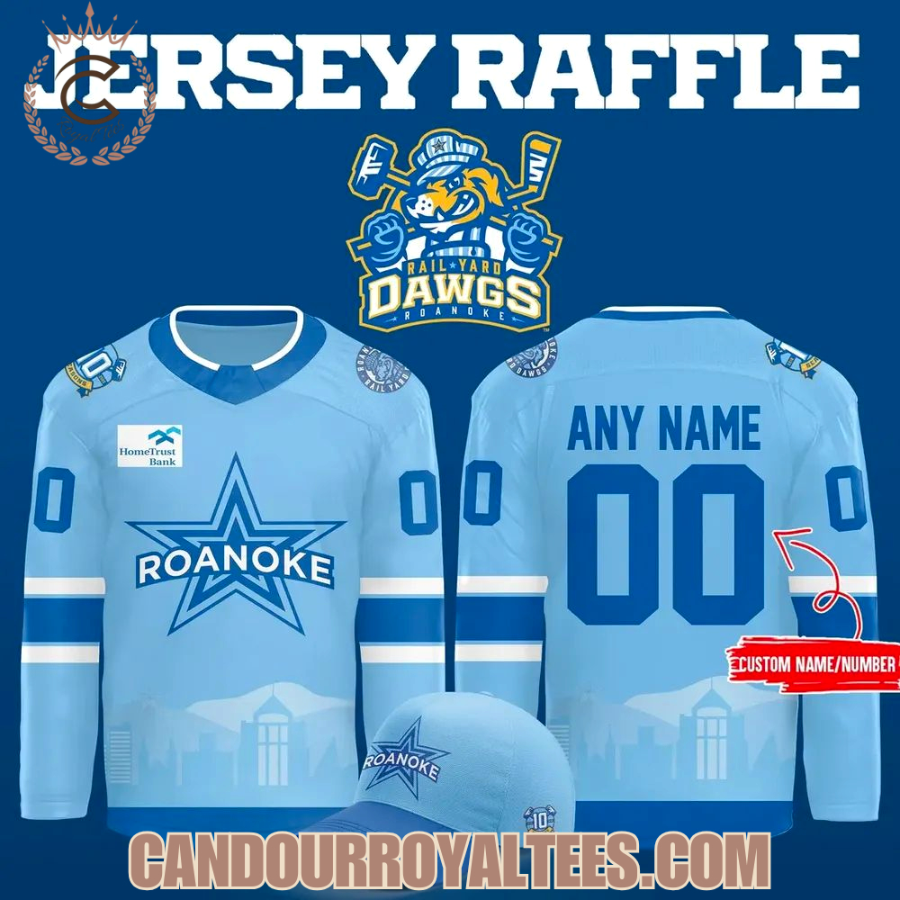 Roanoke Rail Yard Dawgs 2025 Light Blue Hockey Jersey