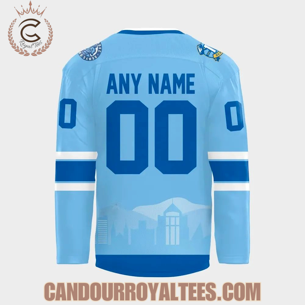 Roanoke Rail Yard Dawgs 2025 Light Blue Hockey Jersey - Image 3