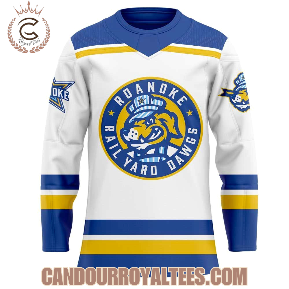 Roanoke Rail Yard Dawgs New Logo Unleashed White Hockey Jersey - Image 2