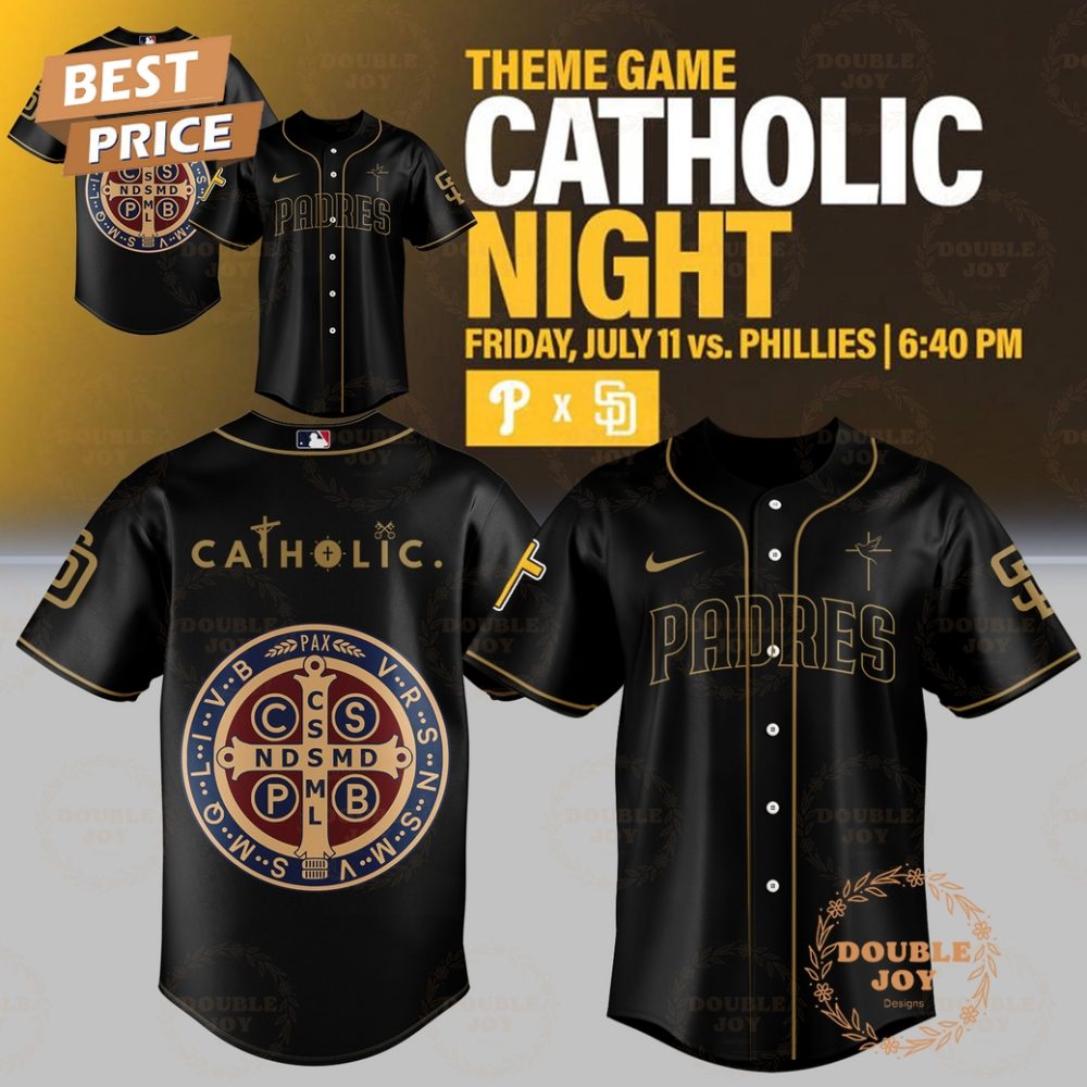 San Diego Padres Catholic Night Baseball Jersey - Black