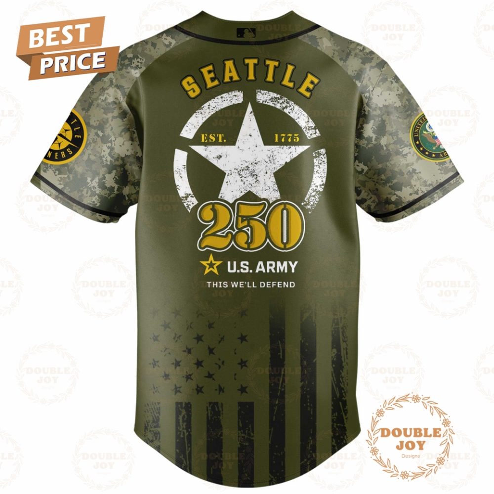 Seattle Mariners U.S. Army'S 250Th Limited Edition Baseball Jersey - Image 3
