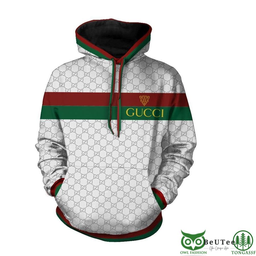 Luxury Gucci Gray Monogram Vintage Web Hoodie