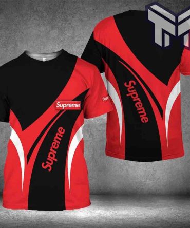 Supreme T-Shirt, Supreme Red Black Luxury Brand Premium T-Shirt Outfit For Men Women