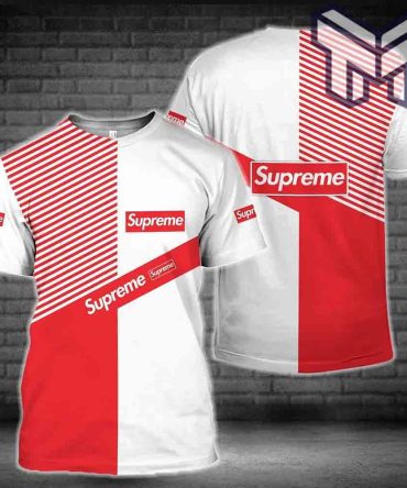 Supreme T-Shirt, Supreme Red White Luxury Brand T-Shirt Outfit For Men Women