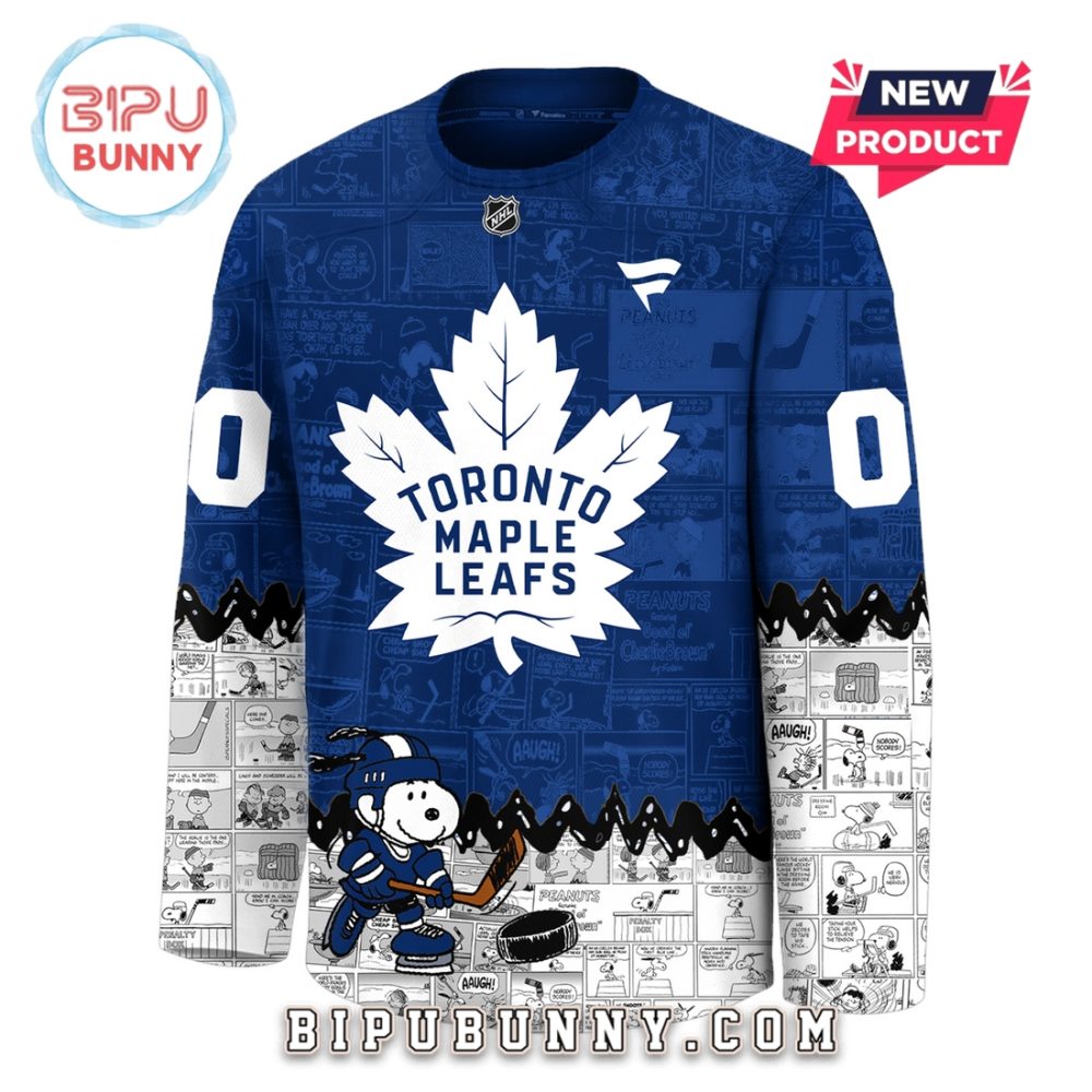 Toronto Maple Leafs Custom Peanuts Snoopy Hockey Jersey - Image 2