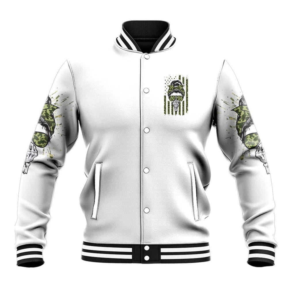 Oh I Pissed You Off Messy Bun Baseball Jacket Ts04